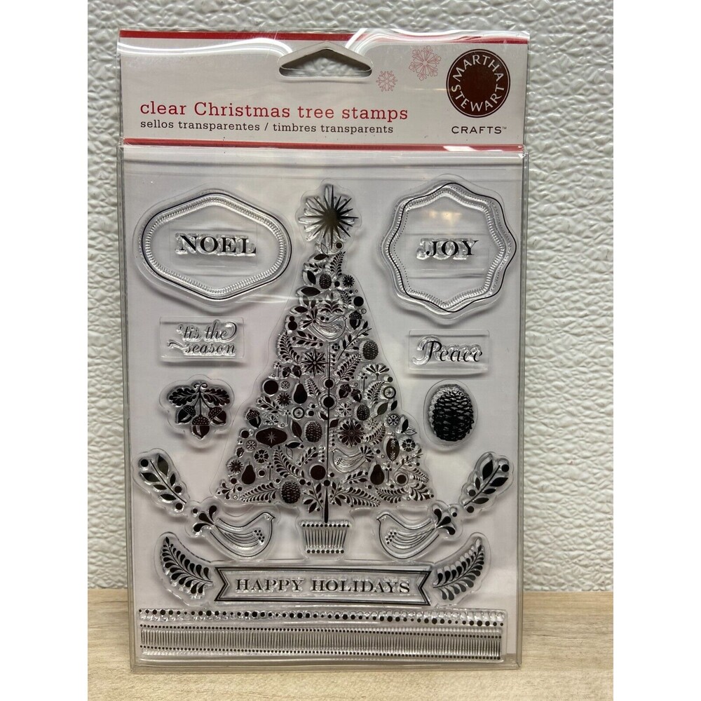 2008 Martha Stewart Clear Christmas Tree Stamps Set Of 18 New